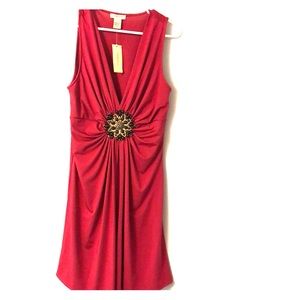 Dark Magenta Deep V Dress